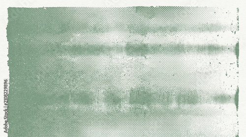 Dusty sage green risograph texture with halftone dot pattern and distressed ink edges.