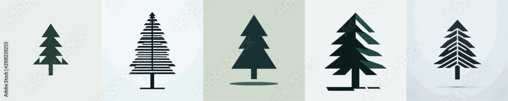 Obraz premium Pine Tree Silhouette Vector Illustration