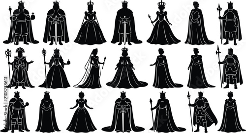 Foto Collection of medieval king and queen silhouettes featuring royal figures with c
