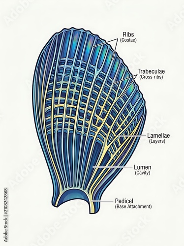 Microscopic anatomy diagram of a butterfly wing scale