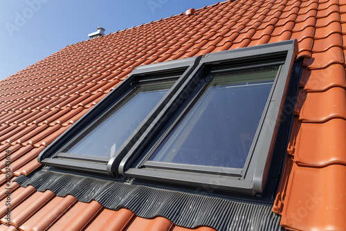 Dachflächenfenster an einem neuen Einfamilienhaus