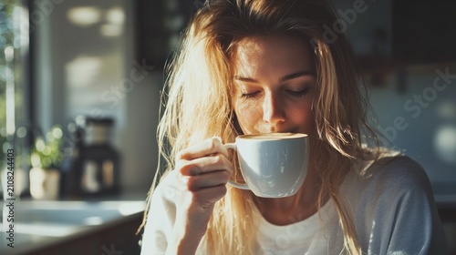 Woman drinking coffee