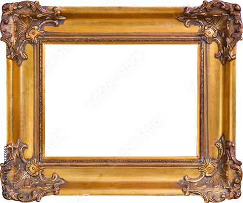 Old vintage picture frame on transparent background. wooden frame for the picture. PNG. square frame for pictures and photos