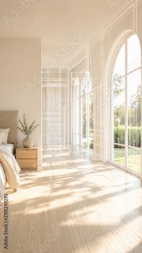 Bedroom with virtual wardrobe planning