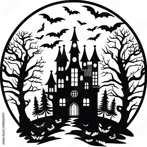 vector illustration of a scary house
