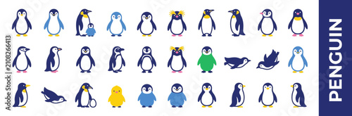 Tableau sur toile Cute Penguin Characters Collection