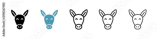 Konstfotografi Donkey line icon vector set