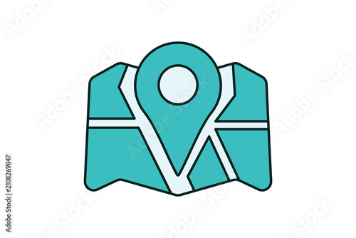 Modern map flat line icon. related to camping and outdoor activity. ideal for graphic design resources