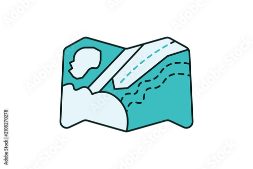 map icon. suitable to camping and outdoor, featuring a minimal flat line style suitable for graphic resources