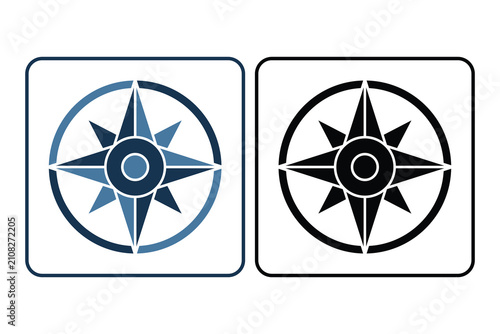 Simple outline compass icon. related to camping and navigation. solid style for graphic resources