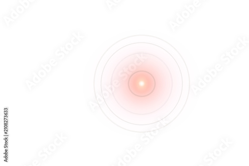 Red and pink circular glow with concentric rings isolated on transparent background