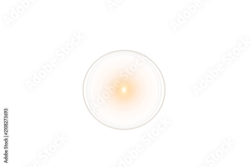 Small orange circular lens flare isolated on transparent background