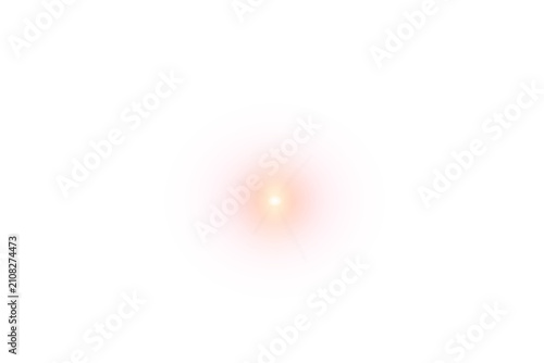 Red and pink circular lens flare with a subtle central starburst isolated on transparent background
