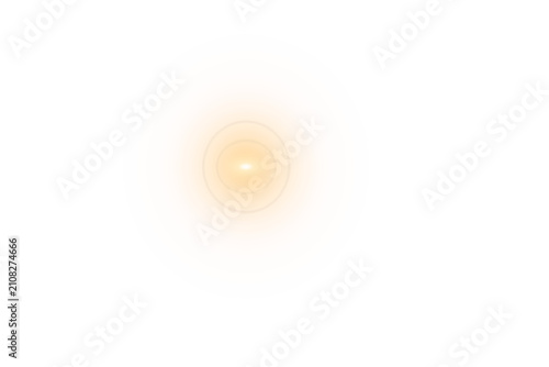 Large orange circular glow with concentric rings isolated on transparent background