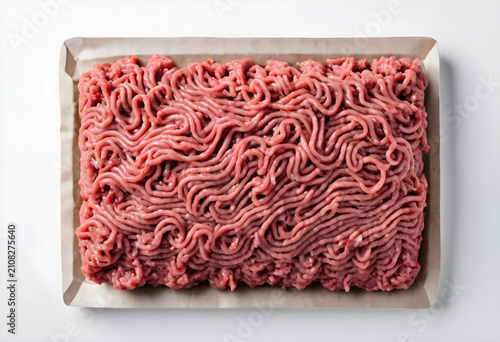 raw ground beef in tray on ...
