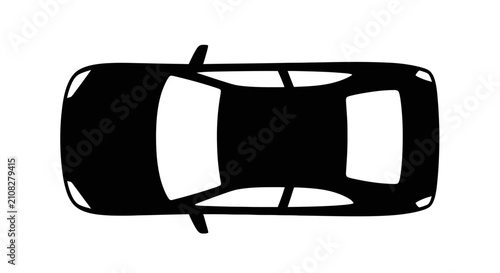 Top down view of a car silhouette against a white background a minimalist graphic representation silhouette automobile vehicle