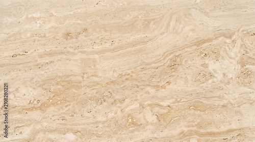 High resolution seamless texture of beige travertine stone with natural patterns for architectural design and 3d rendering