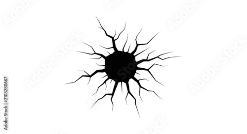 фотографія Cracked surface depiction in black and white a dark fracture pattern silhouette