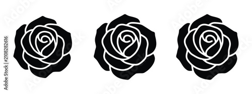 Foto rose roses row floral emblem black silhouette graphic