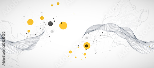 The abstract wave is made in a frame style. Template for science and technology presentation. Vector art.