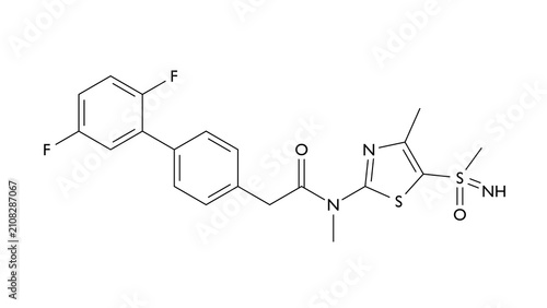 Fotografija adibelivir molecule, structural chemical formula, ball-and-stick model, isolated