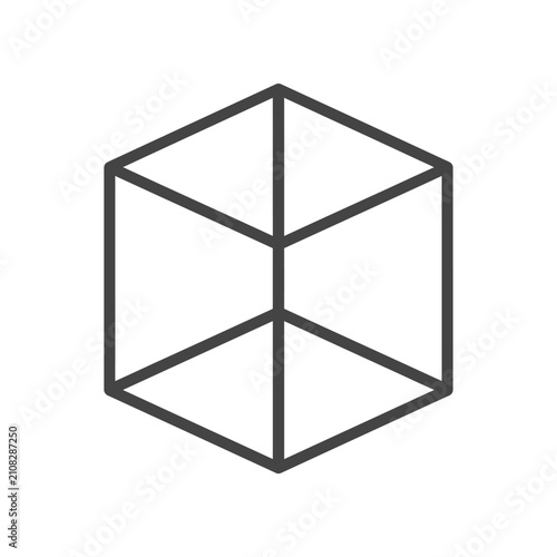 3D isometric hexagon cube frame line art