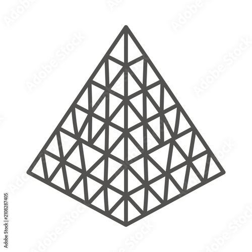 Abstract geometric pyramid icon with triangular pattern.
