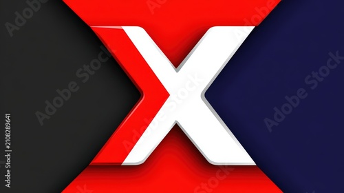 Bold 3D letter X in red, white, and blue
