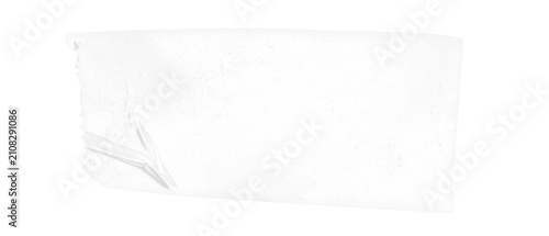 Single large transparent adhesive tape strip with realistic wrinkles isolated on transparent background.