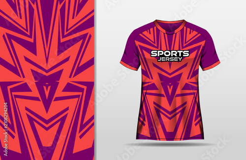 Modern Geometric Sports Jersey Design with Purple and Orange Background