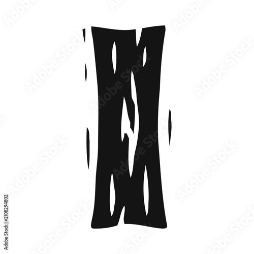 Hand Drawn Woodblock Style Letter I Graphic Illustration