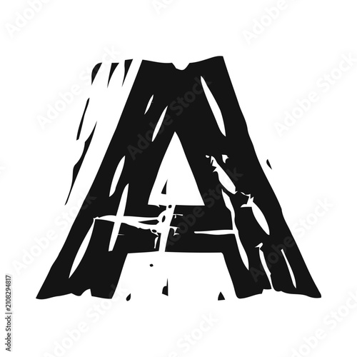Capital Letter A Grunge Woodcut Style Vector Illustration