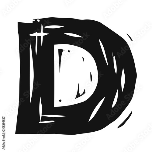 Bold Hand Drawn Letter D Linocut Style Graphic