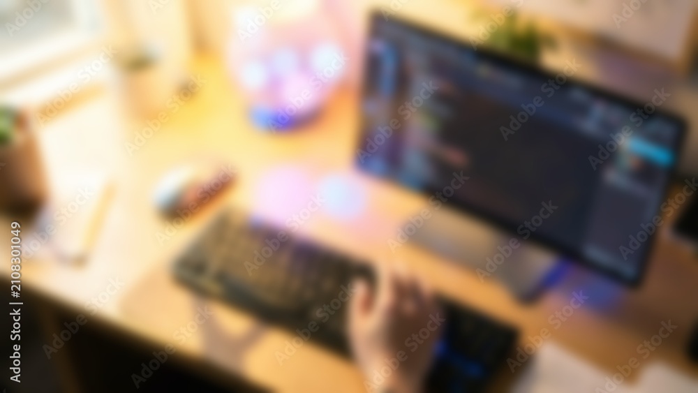 Fototapeta premium Cybersecurity team monitors glowing screens inside dark security room