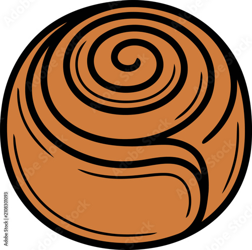 Colored spiral cinnamon roll pastry illustration isolated on white background sweet round bun icon vector for bakery dessert menu design