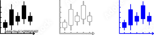 Candlestick stock market chart with upward trend illustration isolated on transparent background, Vector