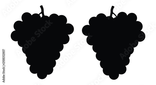 Photos Two bunches of grapes depicted as a black silhouette grape