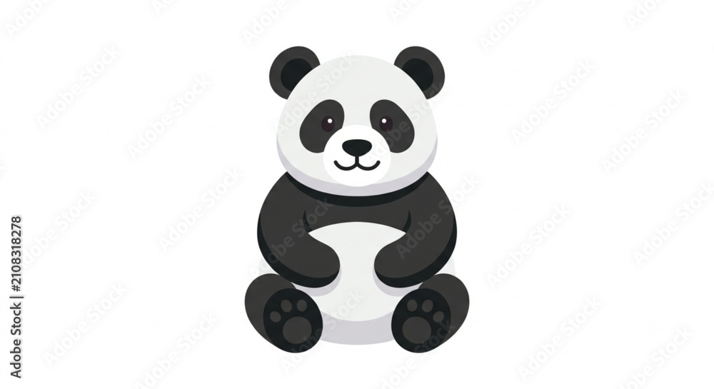 Naklejka premium Cute Sitting Panda Bear Vector Illustration Isolated on White Background