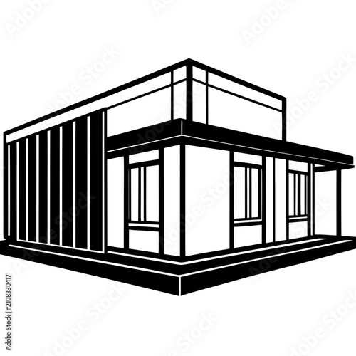 Modern architectural building icon, minimalist house design
