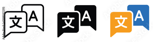 Fotografía Language translation icon collection with multilingual translator, communication