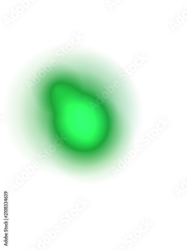 Abstract green glow on white background showing luminous light effect. Soft green glow features vibrant color gradient with smooth blurred edges and luminous radiance.