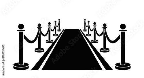 Foto Red carpet event with velvet ropes and stanchions a black and white silhouette p