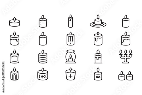 Foto Elegant Candle Line Icons for Spa Wellness Home Decor and Holiday Design