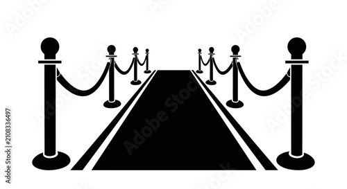фотографія Red carpet event with velvet ropes and stanchions a black silhouette redcarpet s