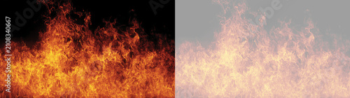 Obraz na plátne Massive wall of blazing fire with vibrant orange and red flames