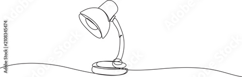 Continuous One Line Drawing of Desk Lamp Icon Minimalist Table Lamp Line Art Vector Illustration