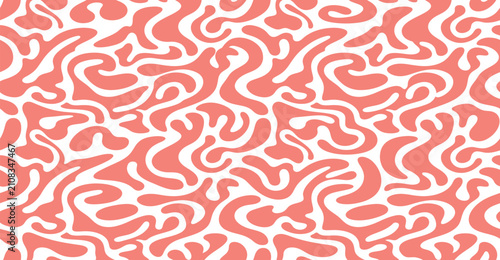 Foto Coral Swirl Pattern: An abstract, organic pattern featuring flowing, swirling shapes in a vibrant coral hue against a clean white background, creating a visually engaging and modern graphic design