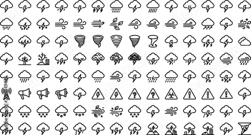 Foto Weather icons set black line style vector