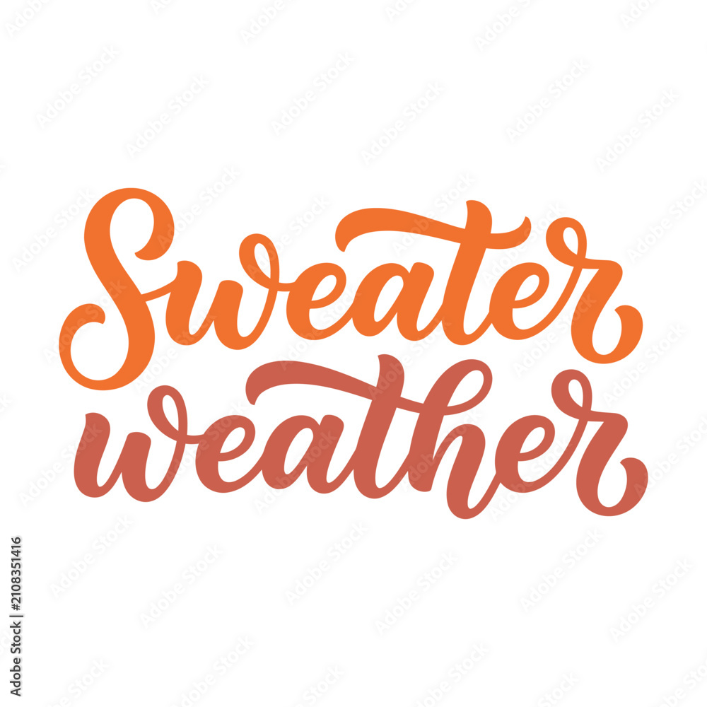 Fototapeta premium Sweater weather hand drawn lettering quote for autumn and winter season design Vector
