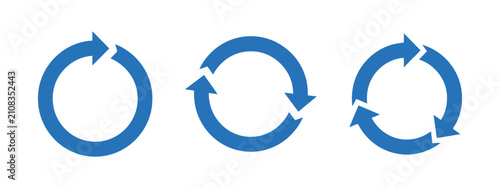 Obraz na płótnie Circular arrow sequence in blue representing cyclical processes or rotation